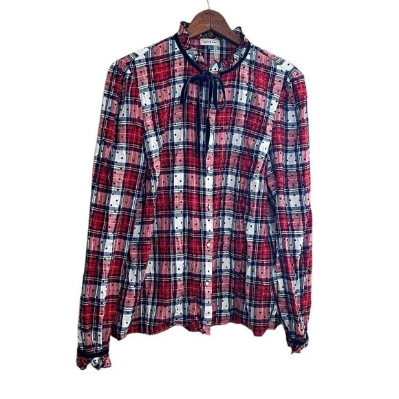 Court & Rowe Button Down Polka Dot Tied Collar Shirt - Picture 1 of 7